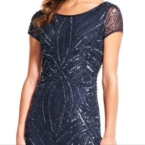 Adrianna Papell Midnight Blue Beaded Dress